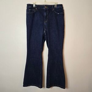 Ava & Viv Womens High Rise Flare Jeans Dark Wash Blue Denim Size 17 Stretch